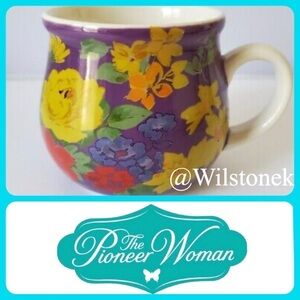 Rare - The Pioneer Woman QVC Purple Floral Garden Meadow Pot Belly Mug